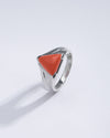 Bold Red Coral (Moonga) Ring in Silver - #1197N3 Tr - Myra