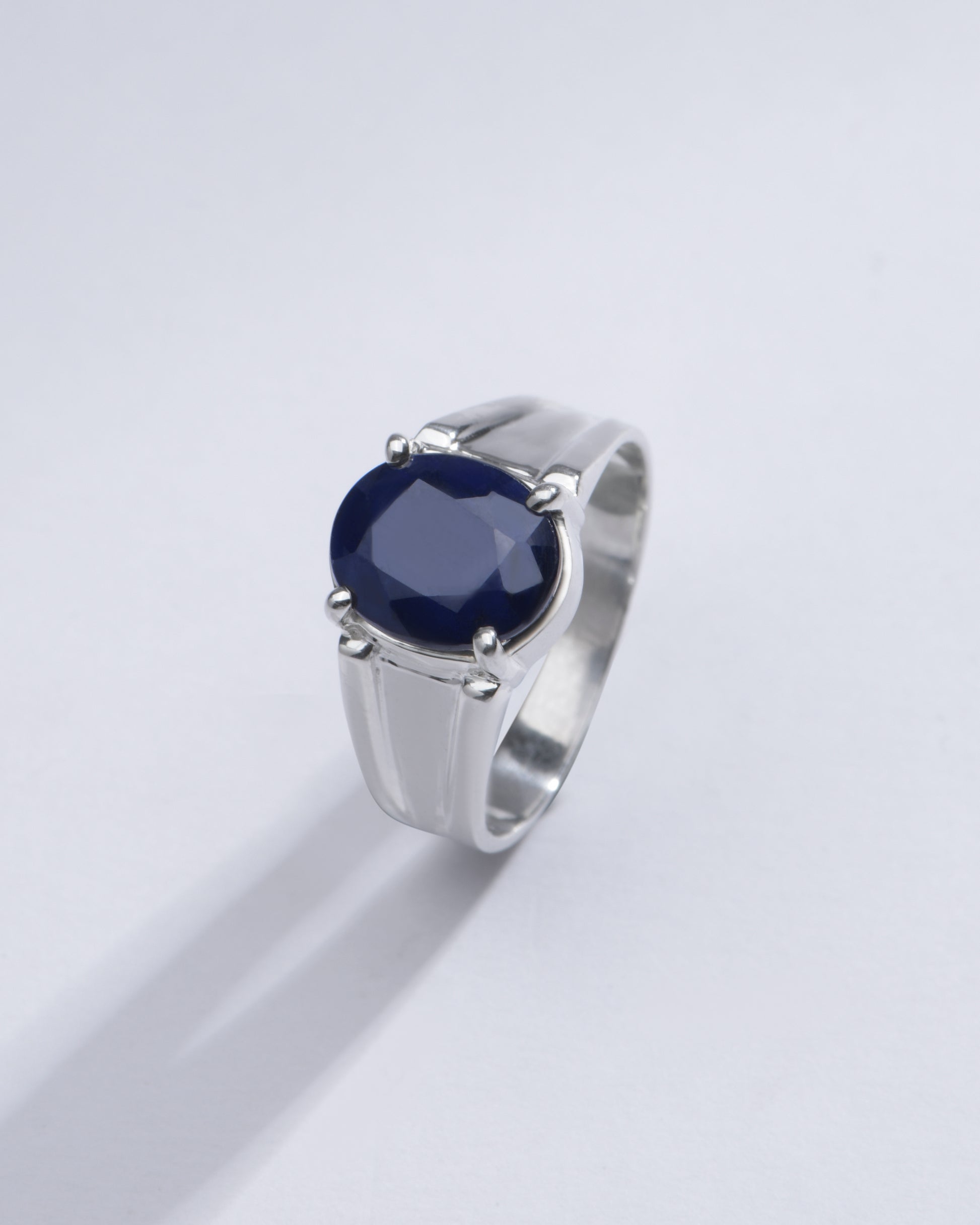 Authentic Blue Sapphire (Neelam) Ring in 925 Silver – #1111N4 - Myra