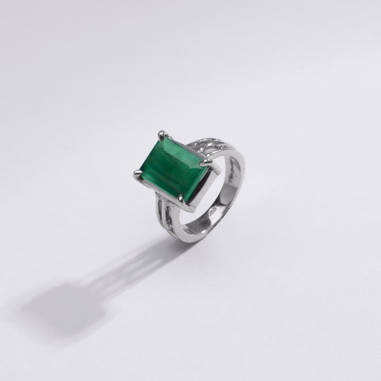 Vintage Green Emerald (Panna) Ring in Silver – #1142N4 Re - Myra