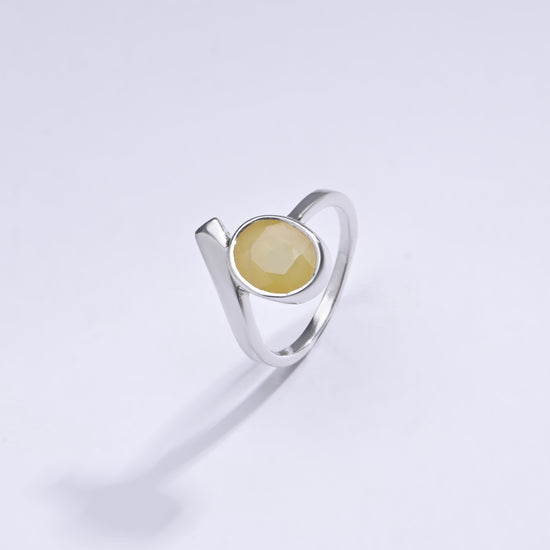 Vintage Yellow Sapphire (Pukhraj) Ring in Sterling Silver – #1202B - Myra