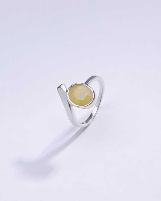 Vintage Yellow Sapphire (Pukhraj) Ring in Sterling Silver – #1202B - Myra