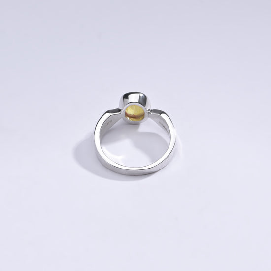 Unisex Yellow Sapphire (Pukhraj) Ring in 925 Silver – #1136B - Myra