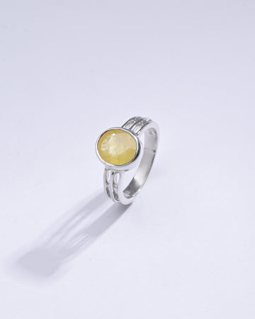Genuine Yellow Sapphire (Pukhraj) Ring in 925 Silver – #1142B - Myra
