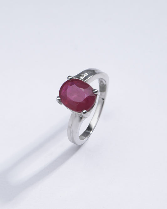 Vibrant Ruby (Manik) Ring in 925 Sterling Silver - #1153N4 - Myra