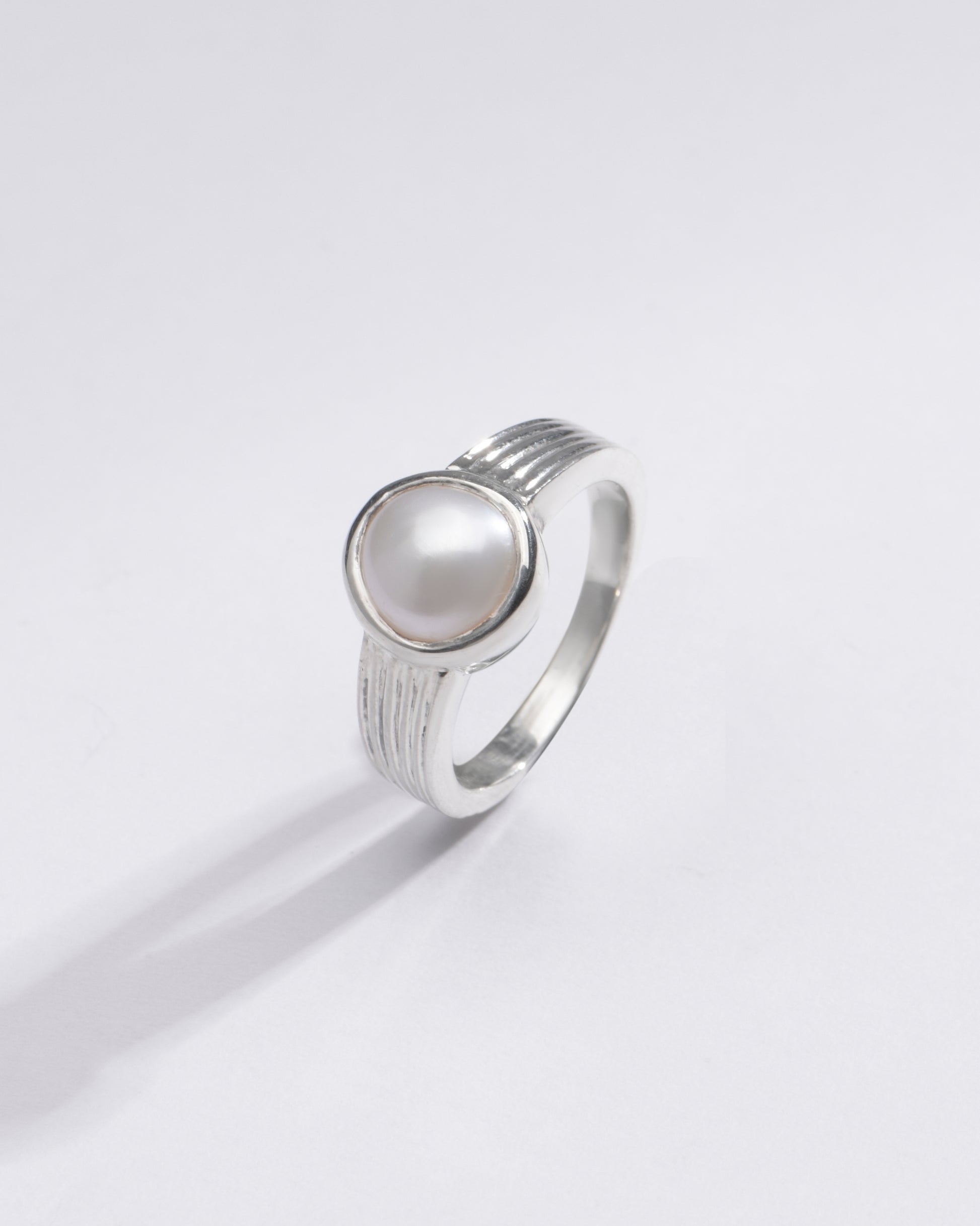 Genuine Pearl (Moti) Gemstone Ring in 925 Silver - #1225 R - Myra