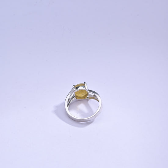 Radiant Yellow Sapphire (Pukhraj) Ring in Sterling Silver - #1182N4 - Myra
