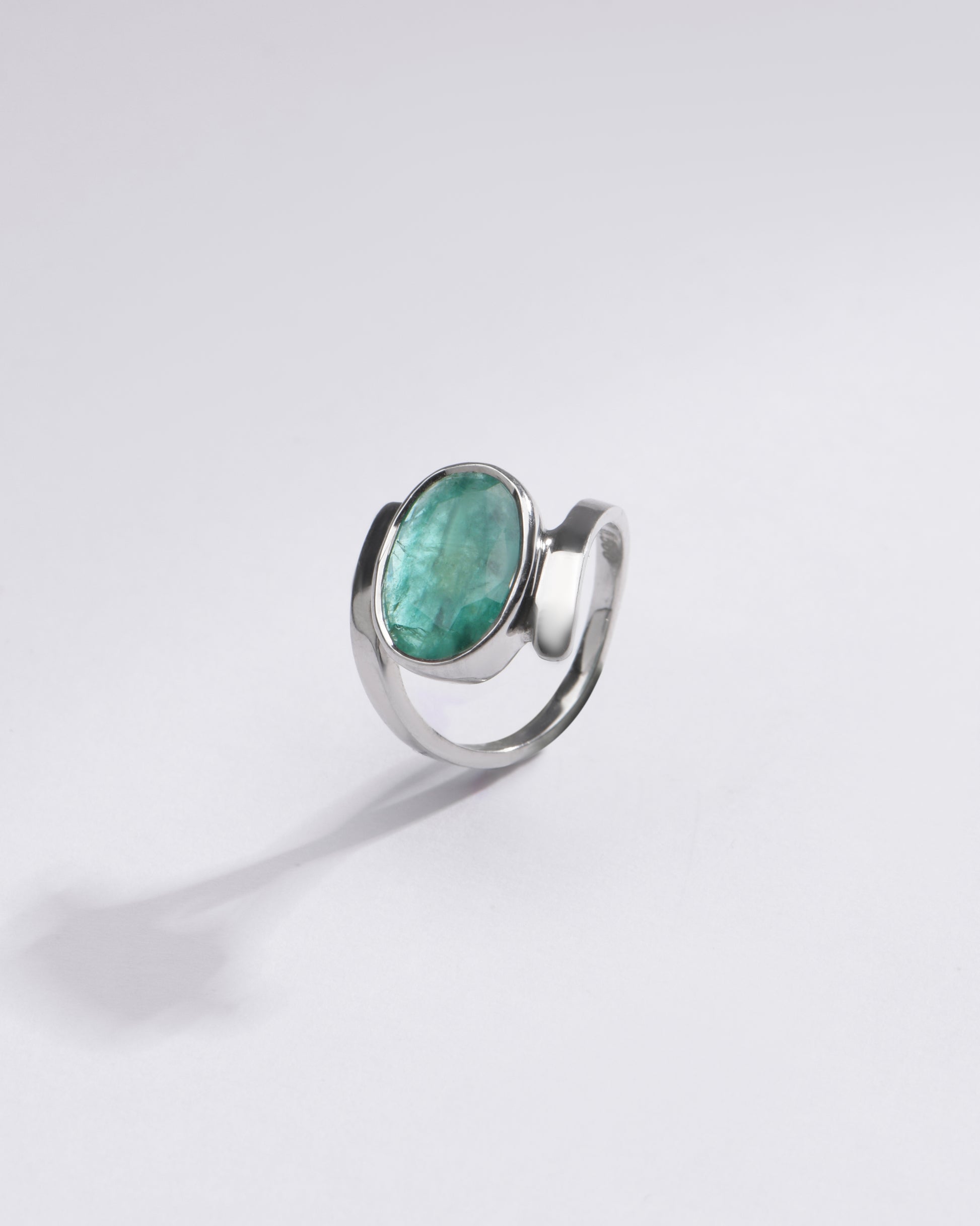 Radiant Emerald (Panna) Ring in Sterling Silver – #1138B - Myra