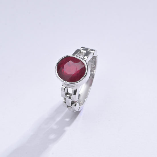 Radiant Ruby (Manik) Gemstone Ring in 925 silver - #1245B - Myra