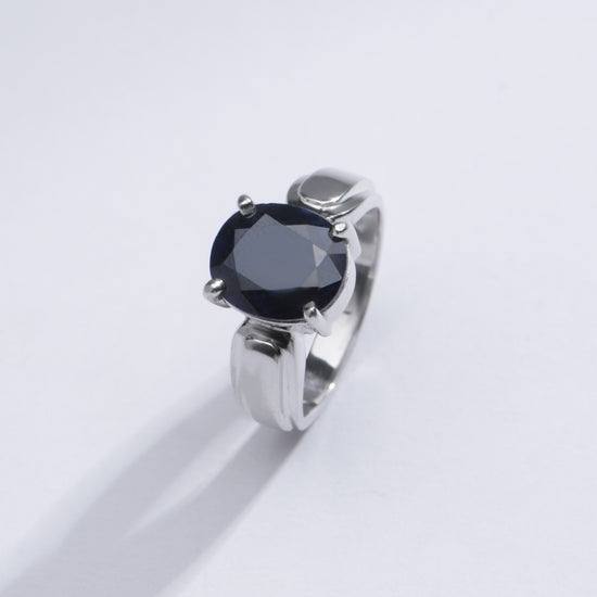 Classic Blue Sapphire (Neelam) Ring in 925 Silver – #1101N4 - Myra