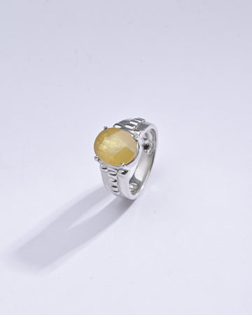 Authentic Yellow Sapphire (Pukhraj) Ring in Sterling Silver – #1236N4 - Myra