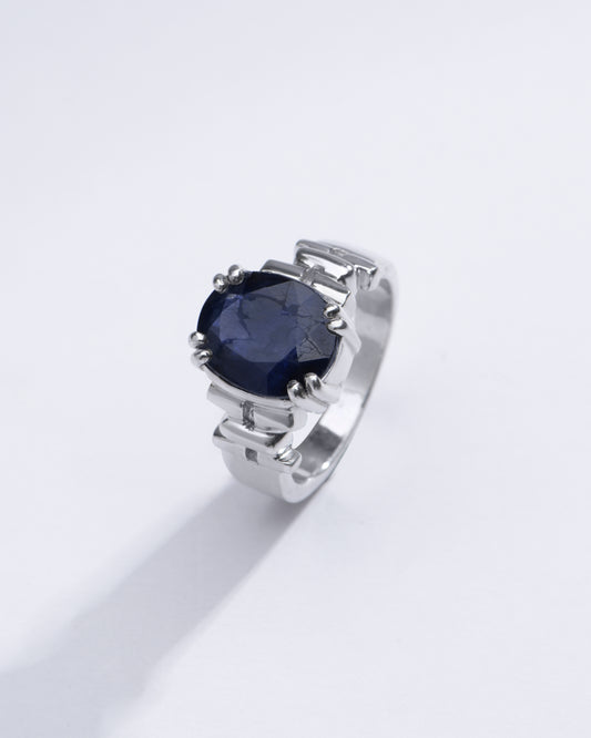 Royal Blue Sapphire (Neelam) Ring in 925 Silver – #1199N8 - Myra