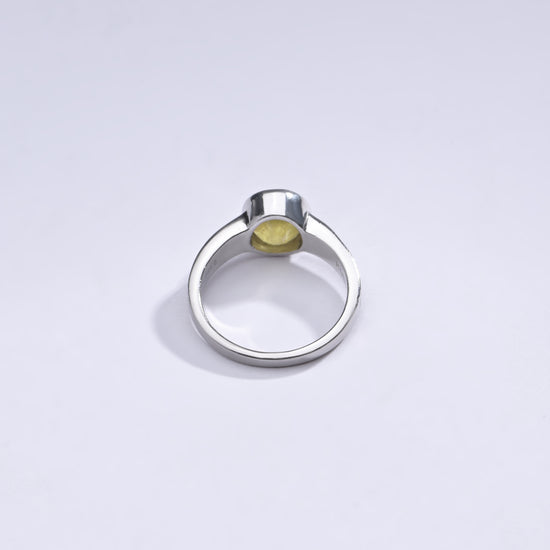 Bold Yellow Sapphire (Pukhraj) Ring in 925 Silver – #1225B - Myra