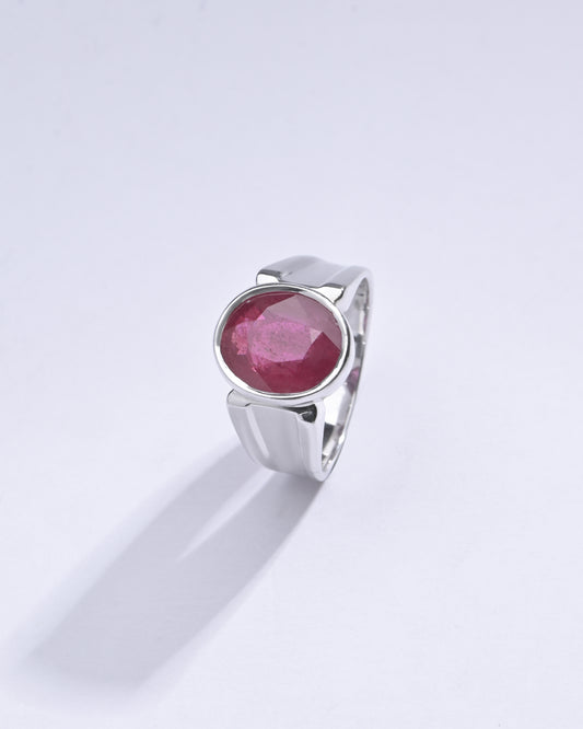 Classic Ruby (Manik) Ring in 925 Silver - #1111B - Myra
