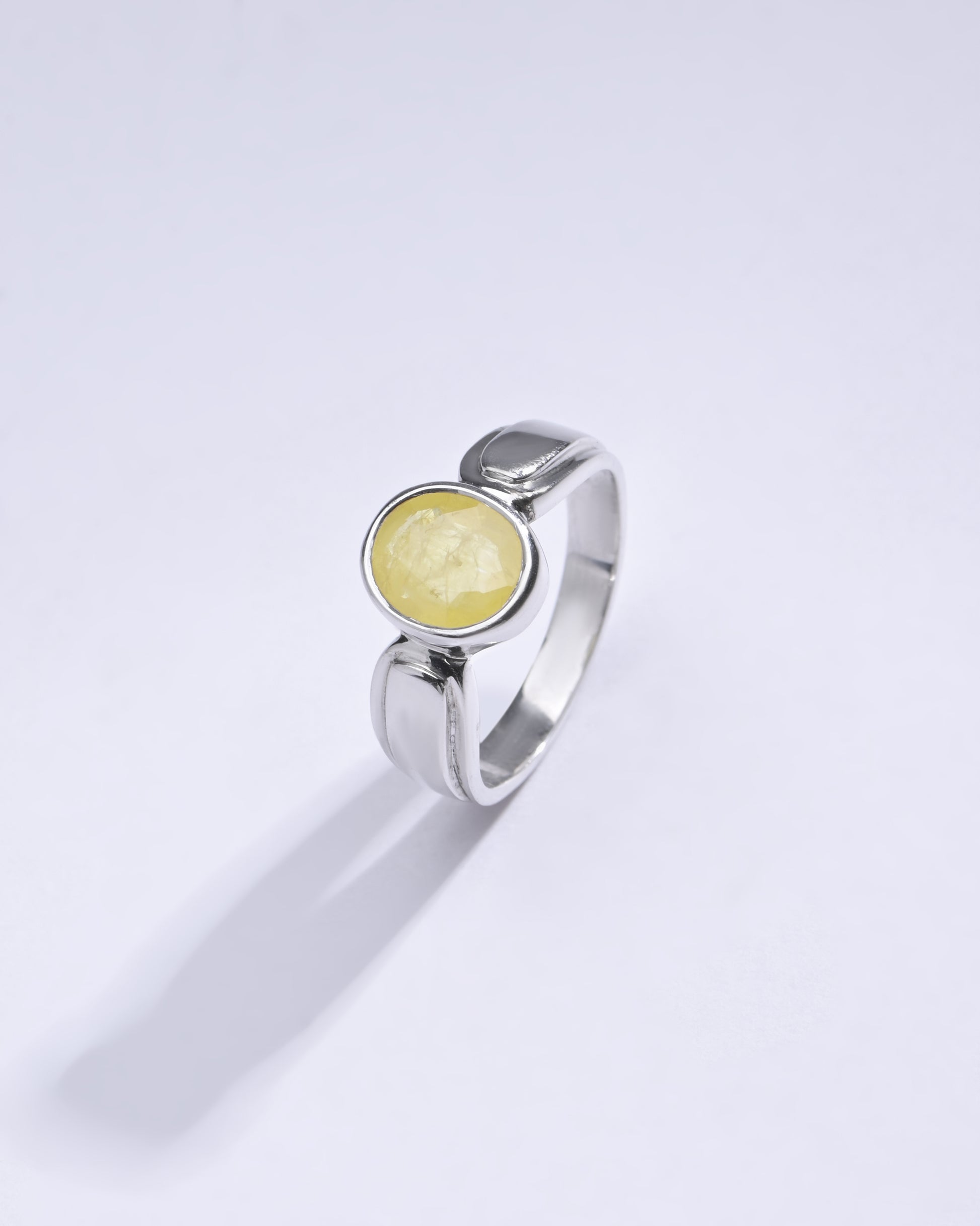 Classic Yellow Sapphire (Pukhraj) Ring in 925 Sterling Silver – #1101B - Myra