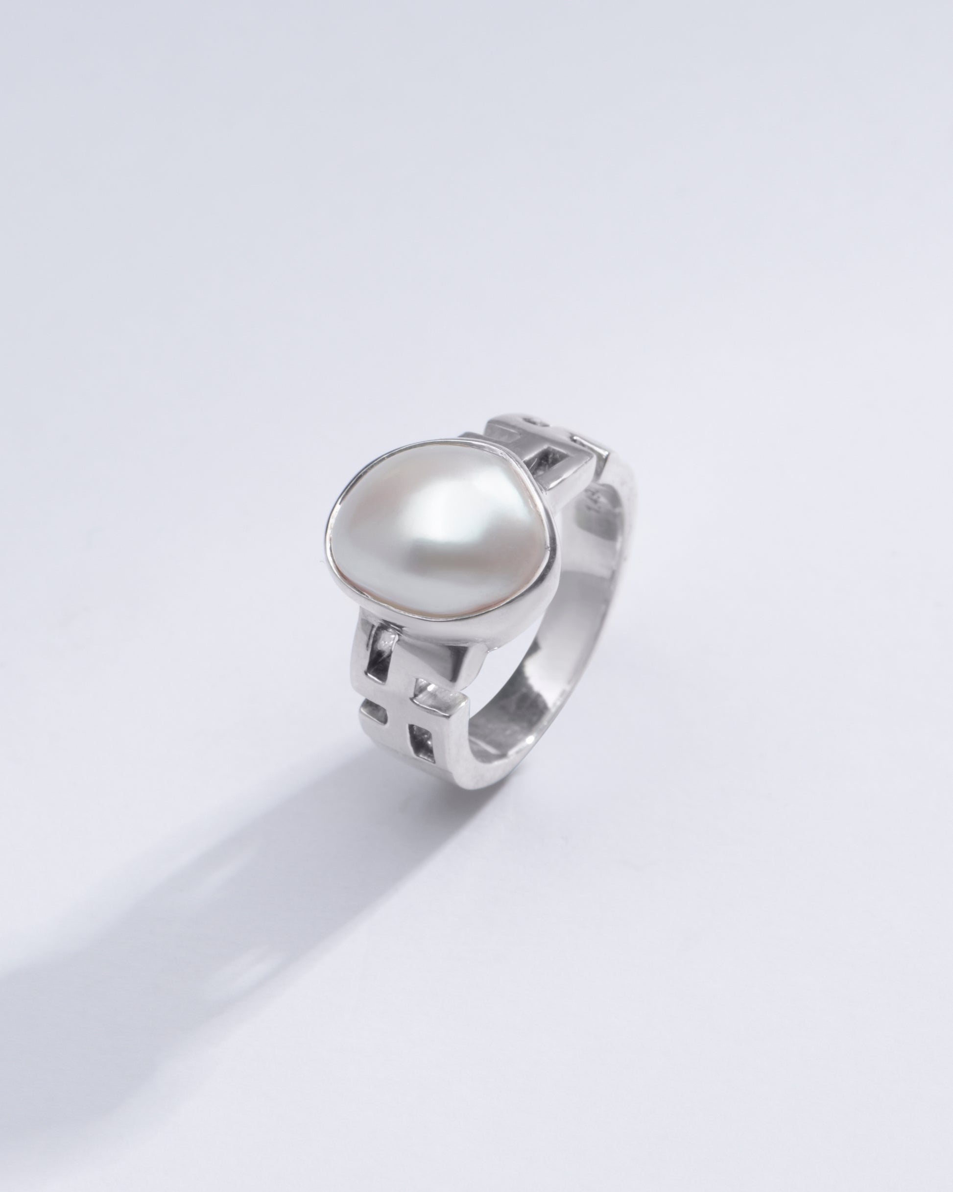 Classic Pearl (Moti) Ring in 925 Sterling Silver - #1283 U - Myra