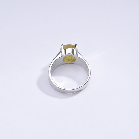 Natural Yellow Sapphire (Pukhraj) Ring in Sterling Silver – #1224N4 - Myra