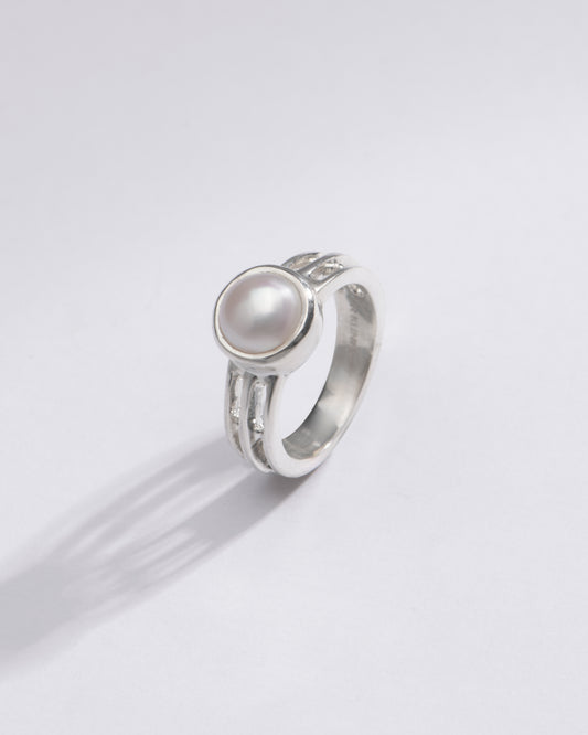 Elegant Pearl (Moti) Ring in 925 Silver - #1142 U - Myra