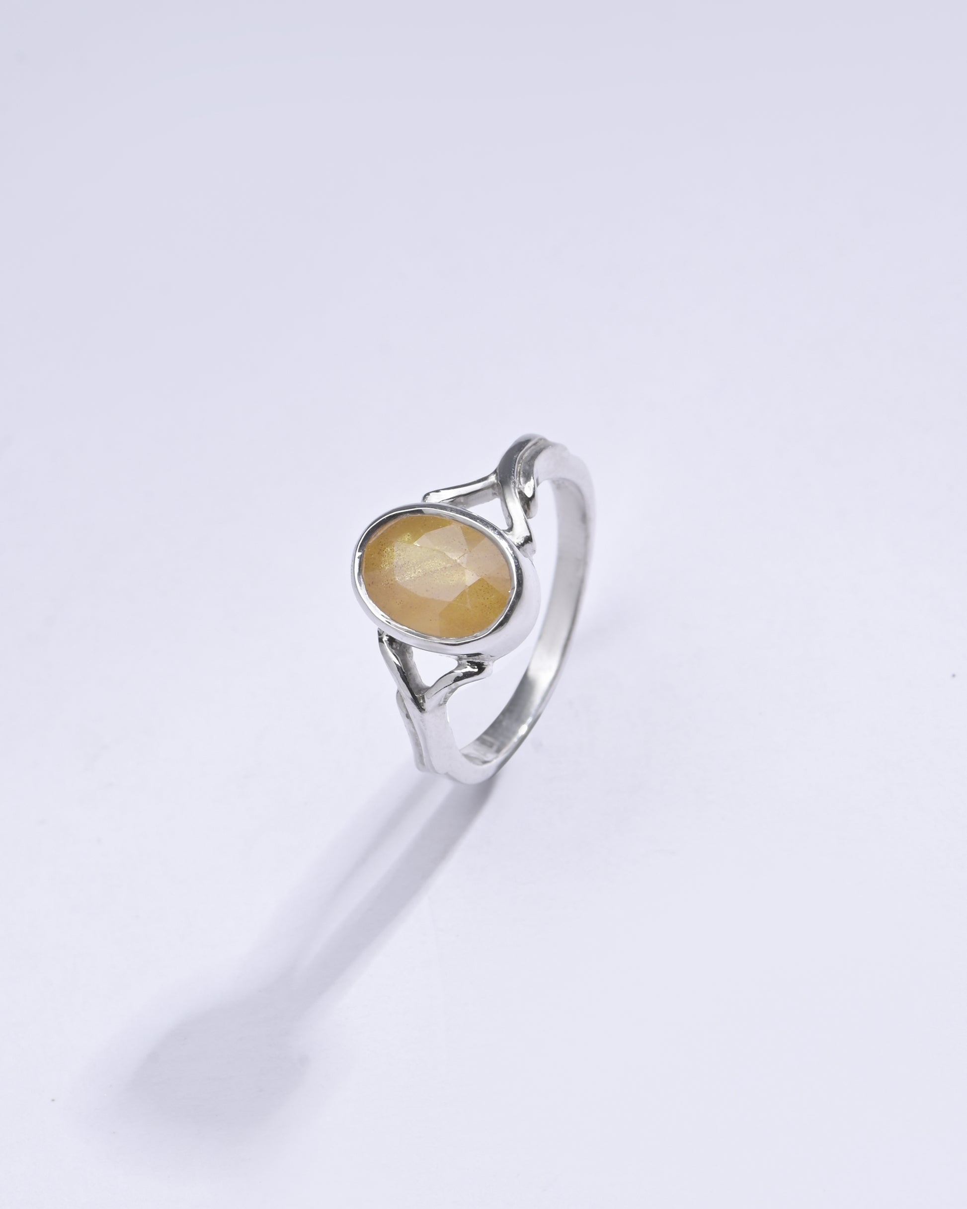 Genuine Yellow Sapphire (Pukhraj) Ring in Sterling Silver – #1175B - Myra