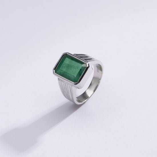 Vintage Emerald (Panna) Ring in 925 Silver – #1228B Sq - Myra