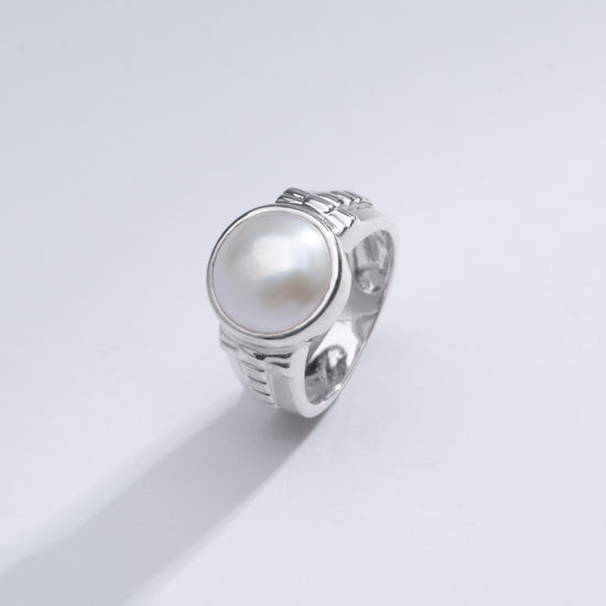 Classic Pearl (Moti) Ring in 925 Silver - #1236 R - Myra