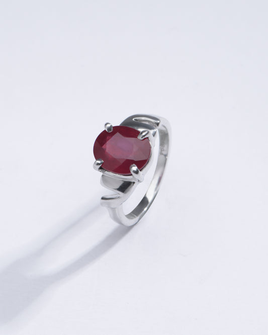 Classic Ruby (Manik) Ring in 925 Silver - #1196N4 - Myra