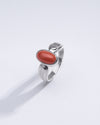 Genuine Red Coral (Moonga) Stone Ring in 925 Silver - #1101 Ov - Myra