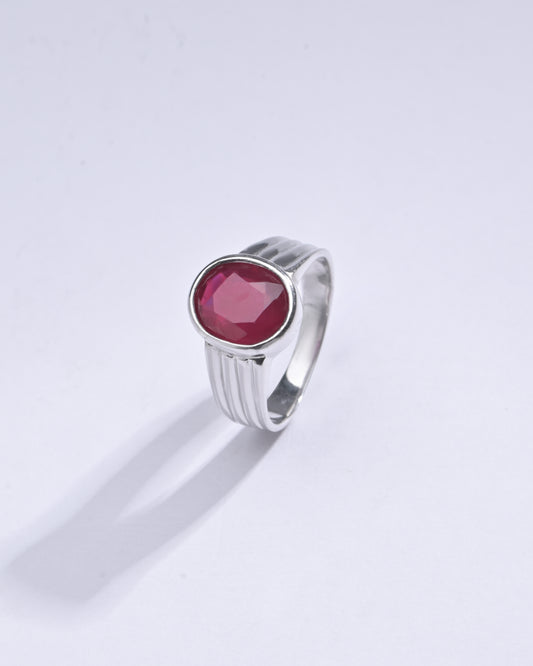 Classic Ruby (Manik) Ring in 925 Silver - #1228B - Myra