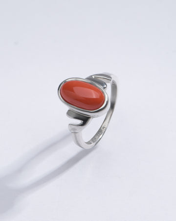 Radiant Red Coral (Moonga) Ring in 925 Silver – #1196 Ov - Myra