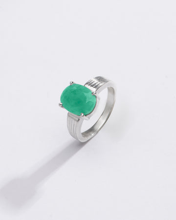 Natural Emerald (Panna) Gemstone Ring in 925 Sterling Silver – Rich Green Hue #1225N4 - Myra