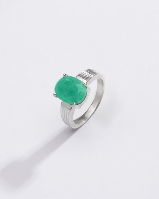 Natural Emerald (Panna) Gemstone Ring in 925 Sterling Silver – Rich Green Hue #1225N4 - Myra