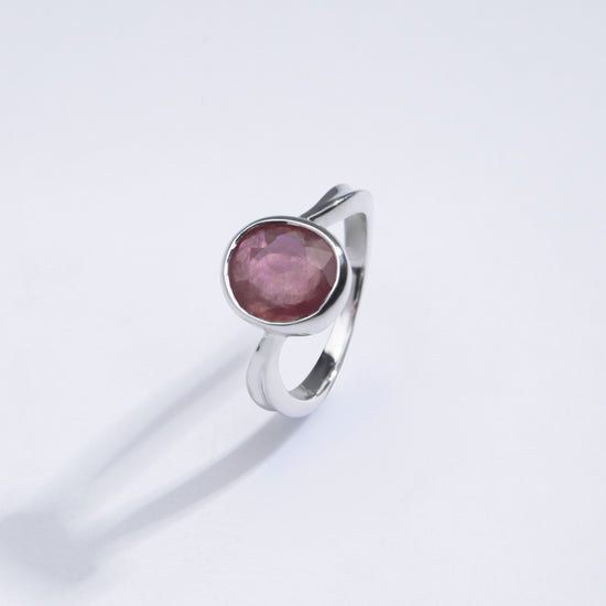 Radiant Ruby (Manik) Gemstone Ring in Sterling Silver - #1201B - Myra