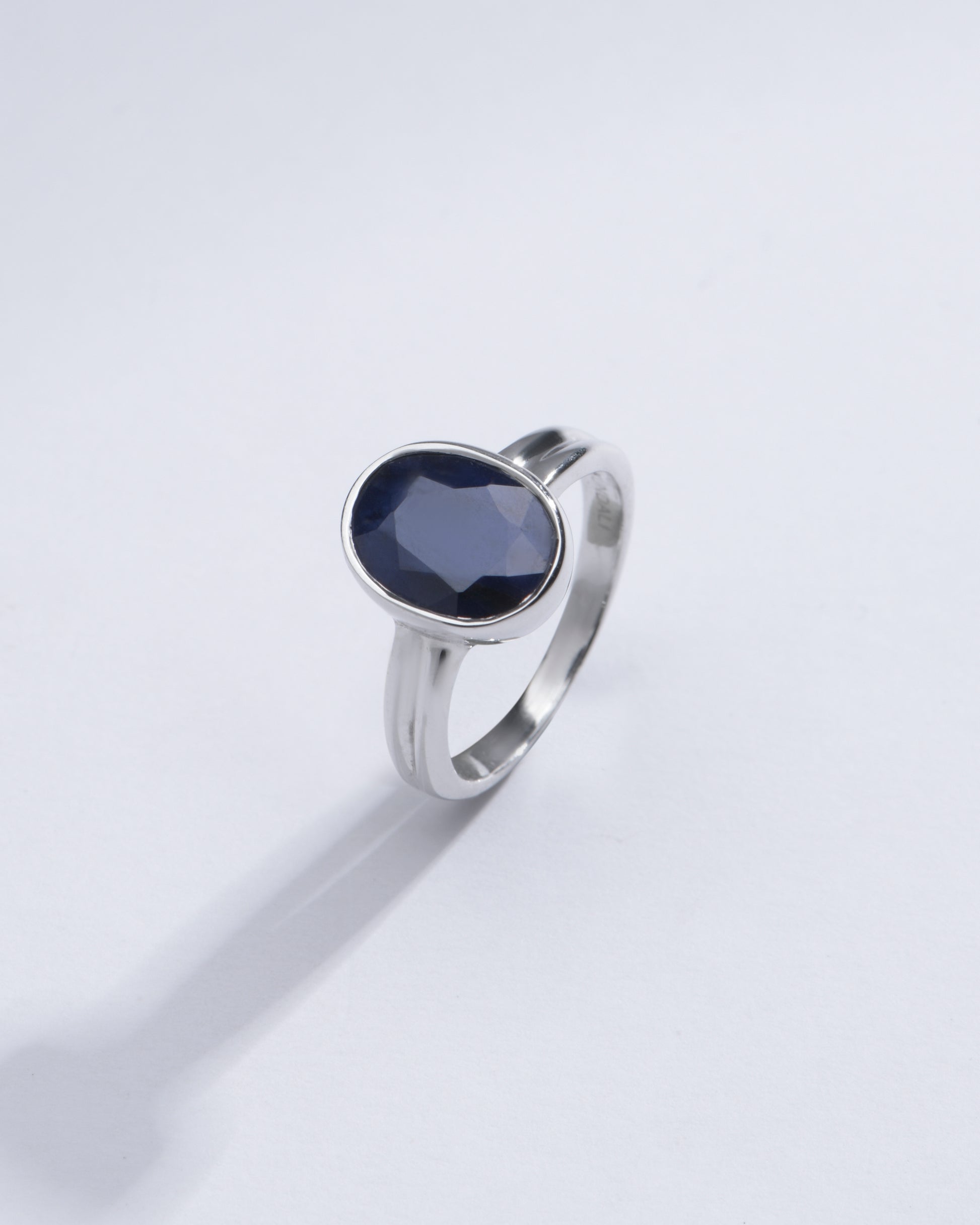 Classic Blue Sapphire (Neelam) Ring in Sterling Silver – #1139B - Myra