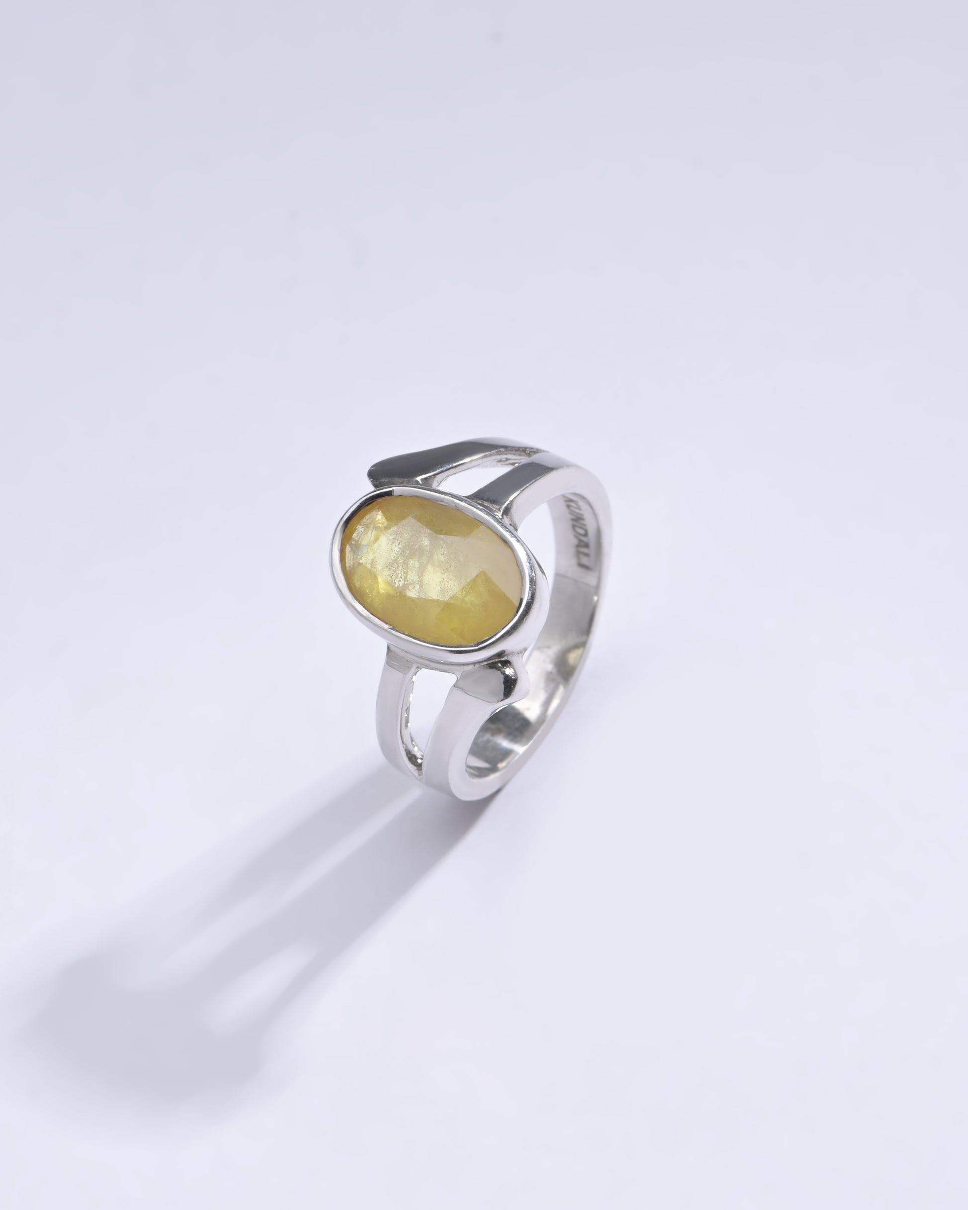 Radiant Yellow Sapphire (Pukhraj) Ring in Sterling Silver - #1182B - Myra