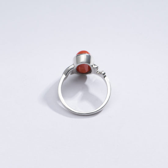 Radiant Red Coral (Moonga) Ring in 925 Silver – #1196 Ov - Myra