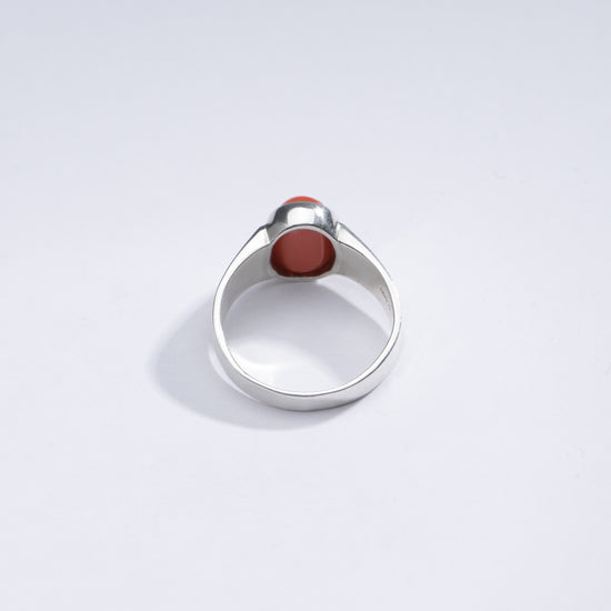Elegant Red Coral (Moonga) Ring in 925 Silver – #1228 Ov - Myra