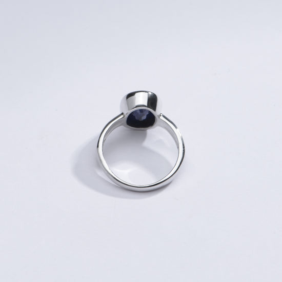 Classic Blue Sapphire (Neelam) Ring in Sterling Silver – #1139B - Myra