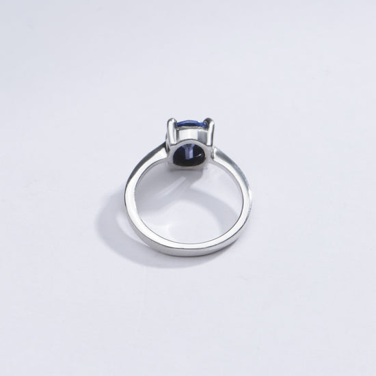 Radiant Blue Sapphire (Neelam) Ring in 925 Silver – #1218N4 - Myra