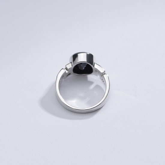 Authentic Blue Sapphire (Neelam) Gemstone Ring in Sterling Silver – #1283B - Myra