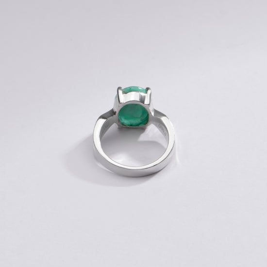 Radiant Green Emerald (Panna) Ring in 925 Silver – #1136N4 - Myra