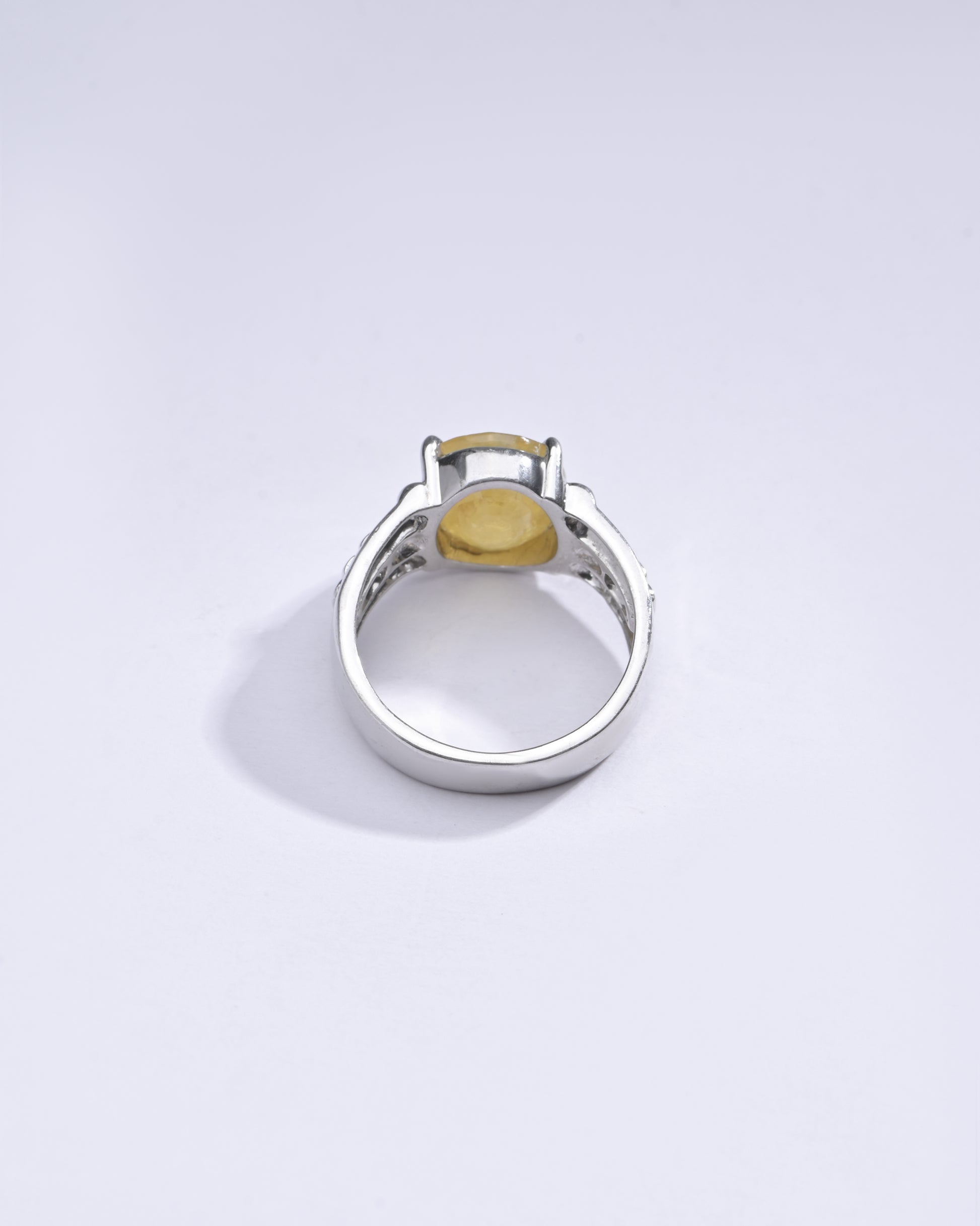 Authentic Yellow Sapphire (Pukhraj) Ring in Sterling Silver – #1236N4 - Myra