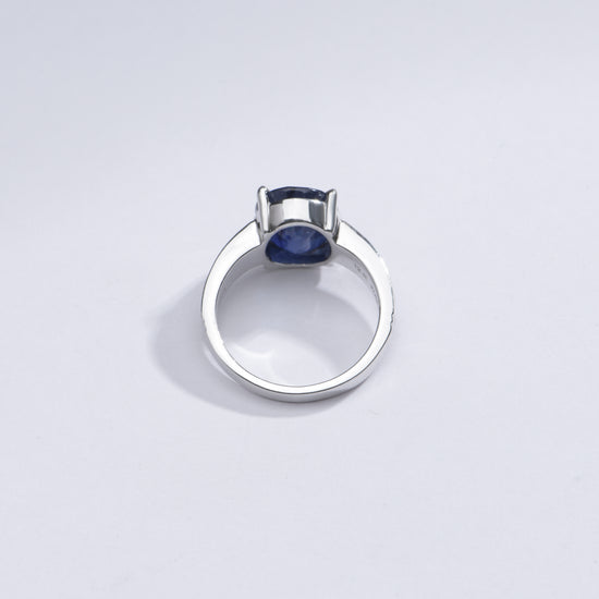 Genuine Blue Sapphire (Neelam) Gemstone Ring in Sterling Silver – #1225N4 - Myra