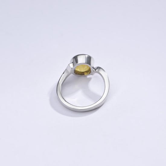 Classic Yellow Sapphire (Pukhraj) Ring in Sterling Silver – #1152B - Myra