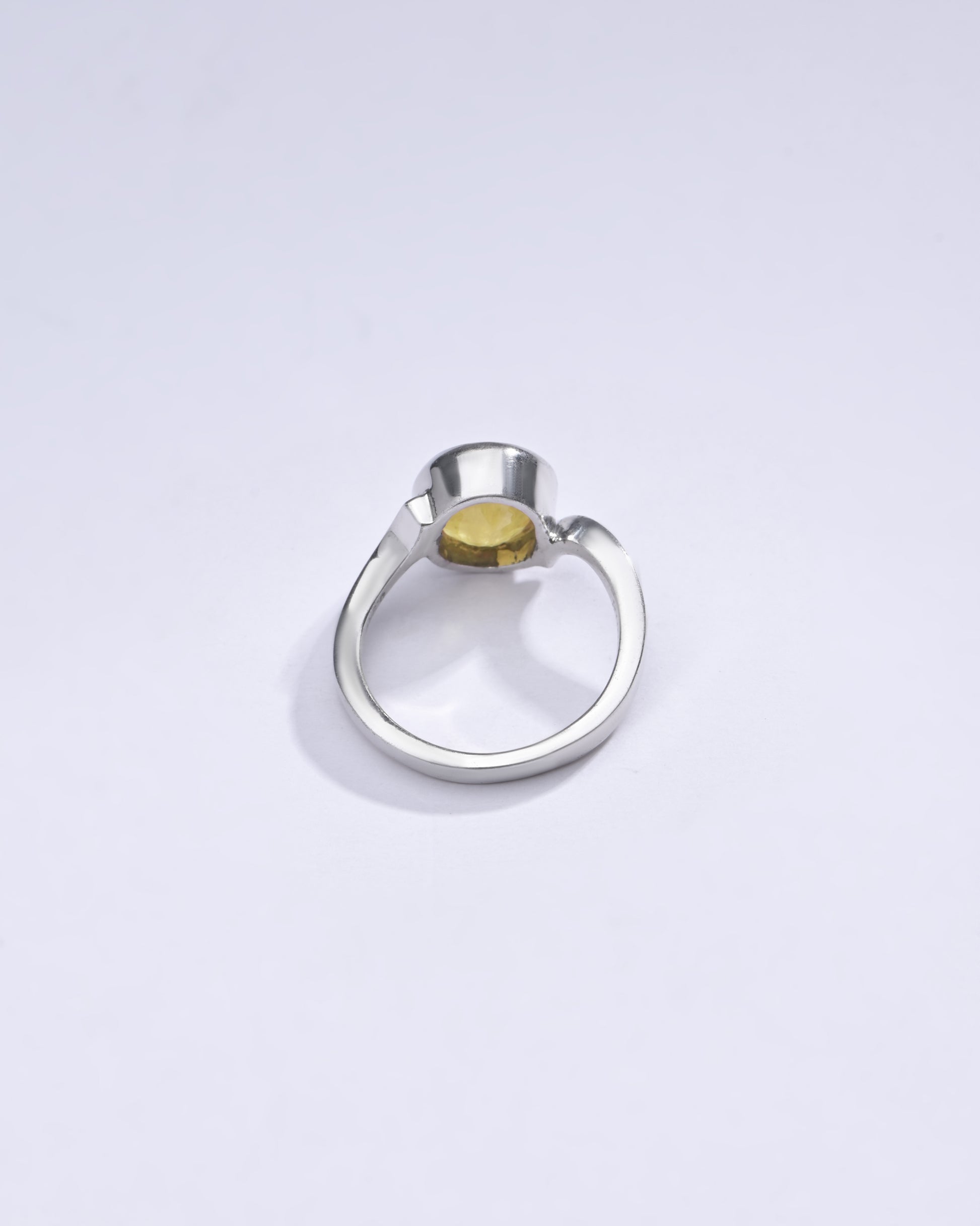 Classic Yellow Sapphire (Pukhraj) Ring in Sterling Silver – #1152B - Myra