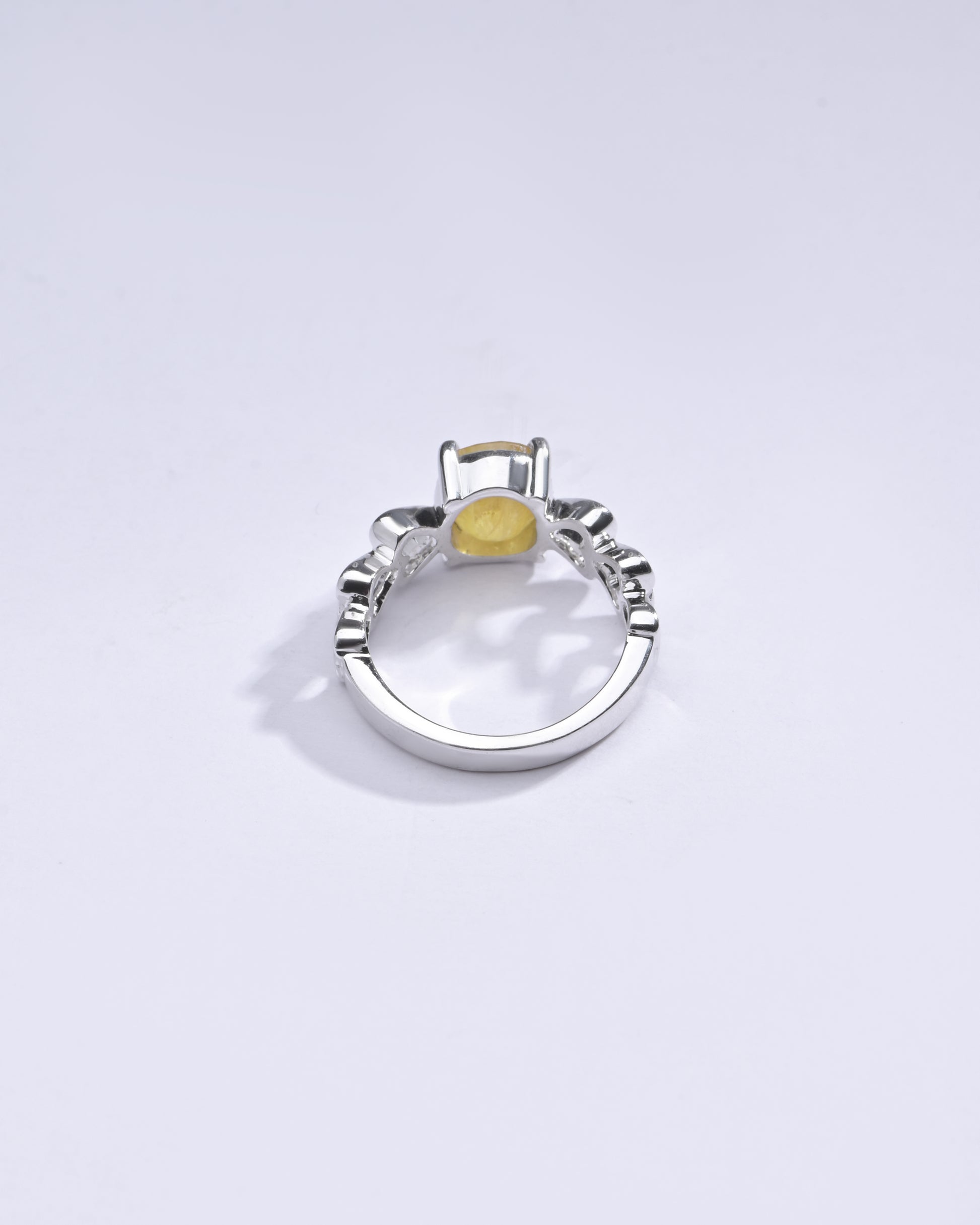 Natural Yellow Sapphire (Pukhraj) Ring in 925 Silver – For Wealth and Prosperity #1149N4 - Myra
