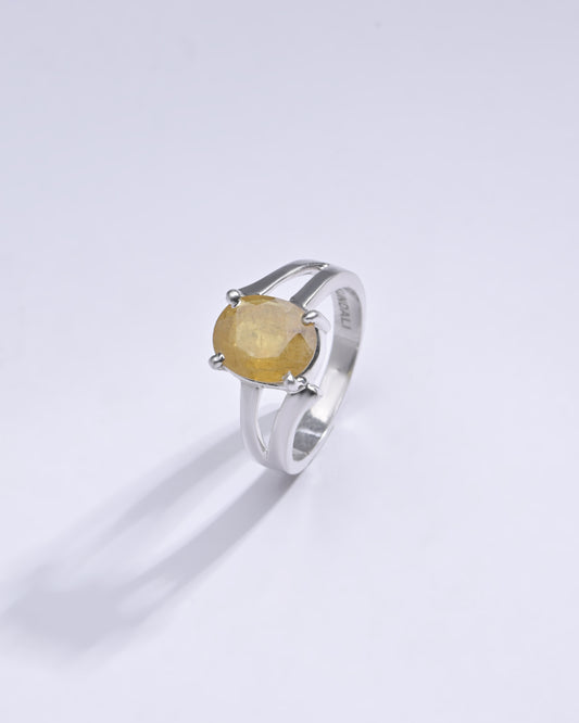 Transparent Yellow Sapphire (Pukhraj) Ring in 925 Silver - #1182