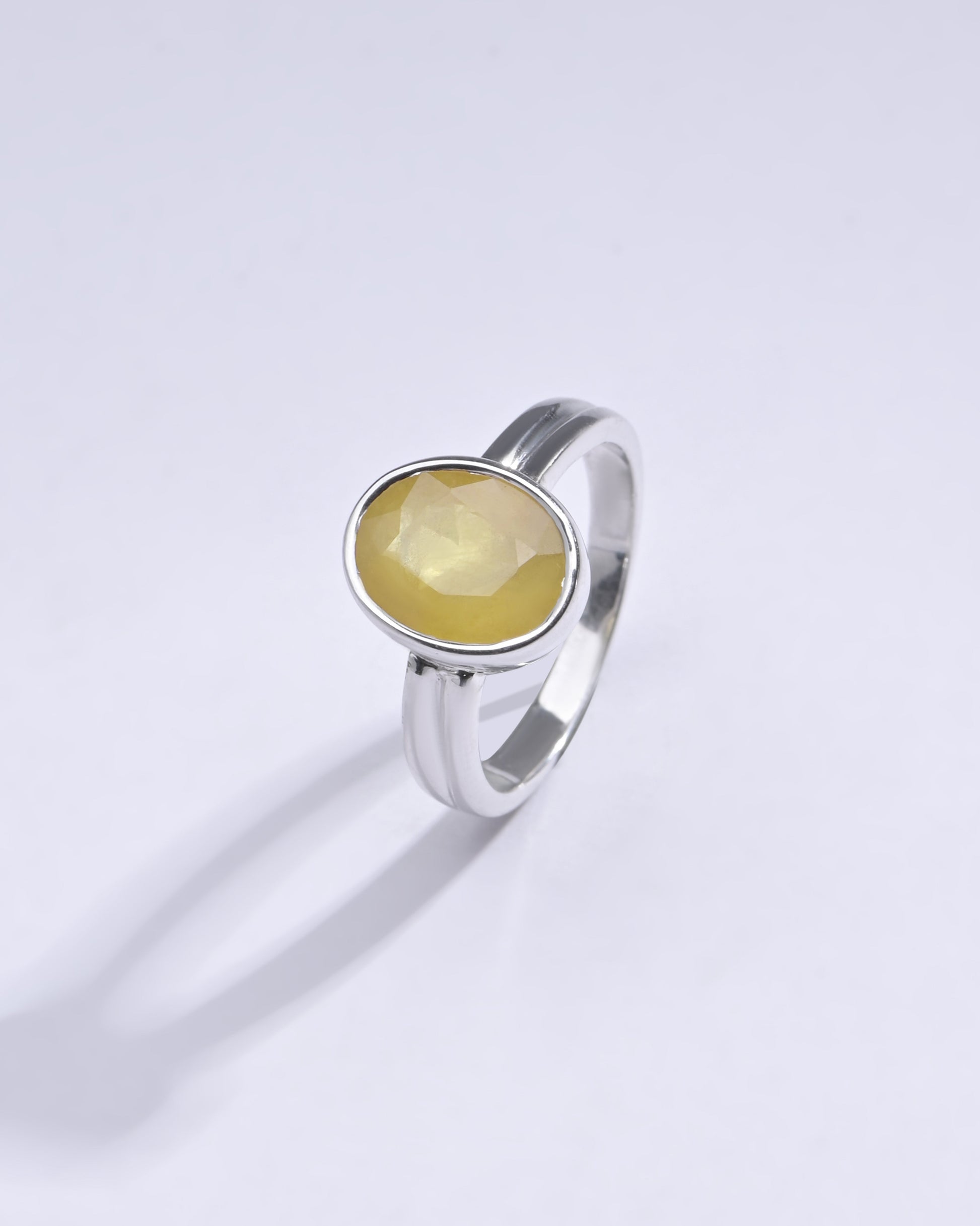 Authentic Yellow Sapphire (Pukhraj) Ring in 925 Silver - #1139B - Myra