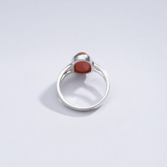 Bold Red Coral (Moonga) Ring in 925 Silver - #1150 Ov - Myra