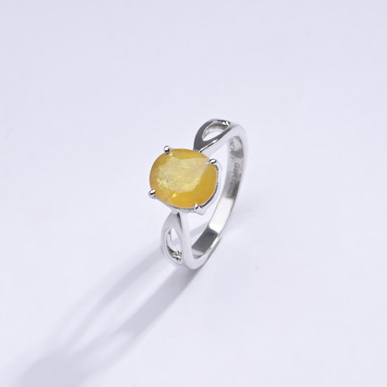Elegant Yellow Sapphire (Pukhraj) Ring in 925 Sterling Silver – #1102N4 - Myra