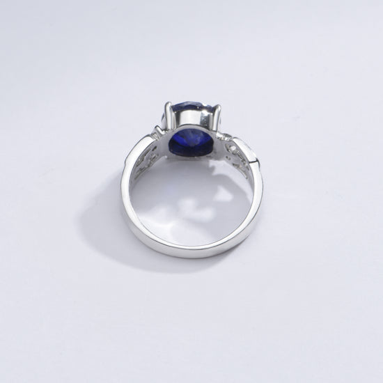 Genuine Blue Sapphire (Neelam) Gemstone Ring in Sterling Silver – #1285N4 - Myra