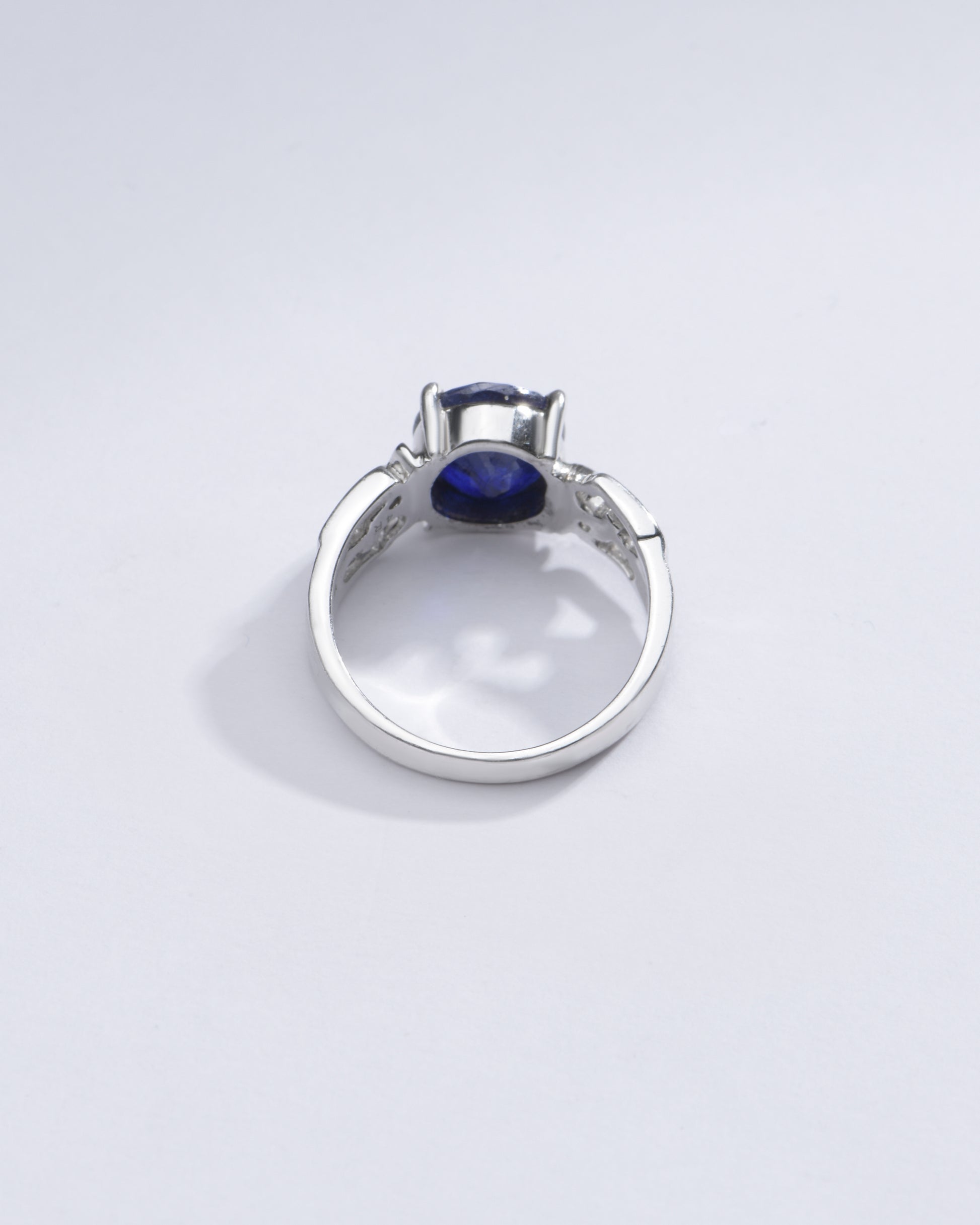 Genuine Blue Sapphire (Neelam) Gemstone Ring in Sterling Silver – #1285N4 - Myra